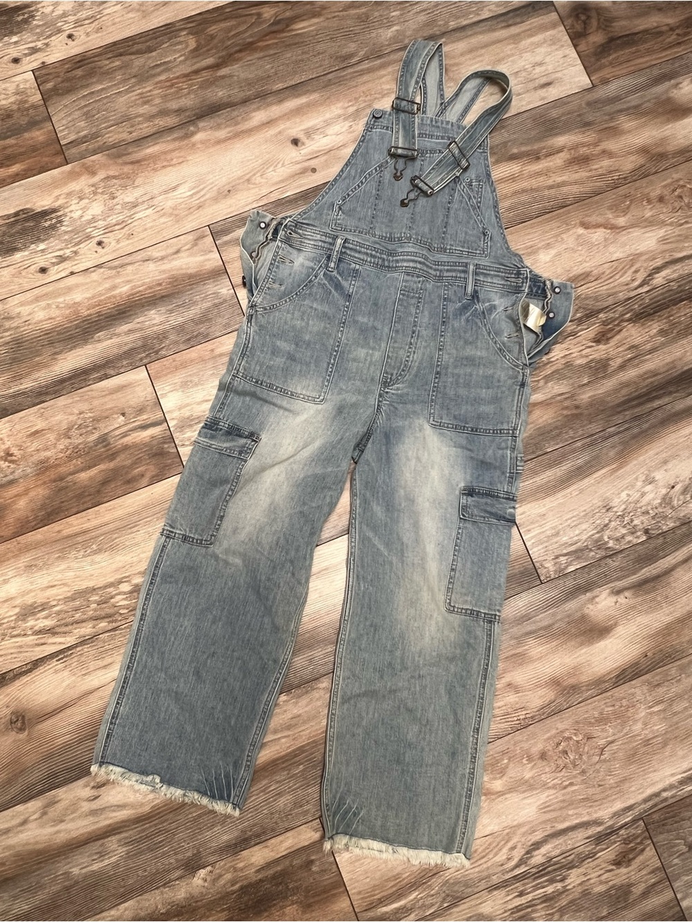 Pilcro (Anthropologie) Light Wash Denim Cargo Overalls